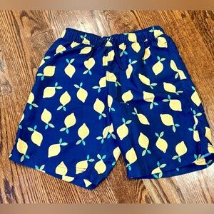 HANNA ANDERSSON~Boys Navy Lemon Print Swim Trunks~Mesh Lined~Size 12~EUC~SKU108